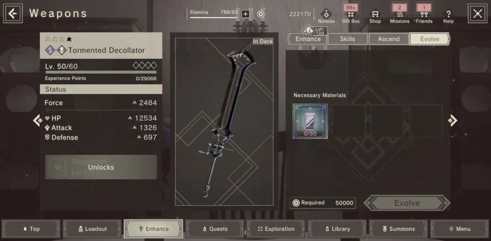 evolving weapons in nier reincarnation