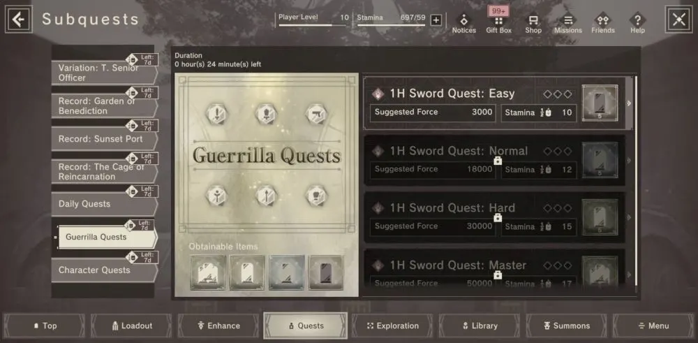 nier reincarnation guerilla quests