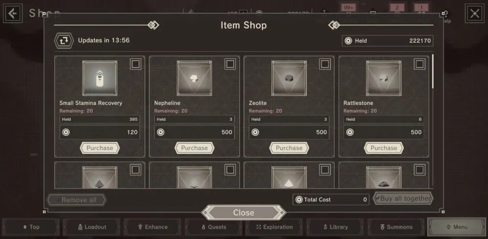 nier reincarnation item shop