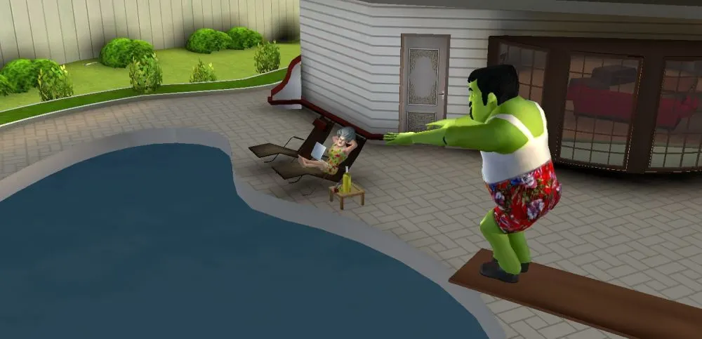 scary stranger 3d pool dive