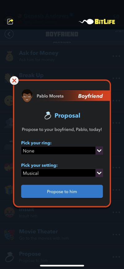 proposal in bitlife