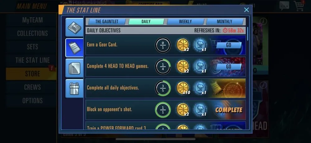 the stat line in nba 2k mobile