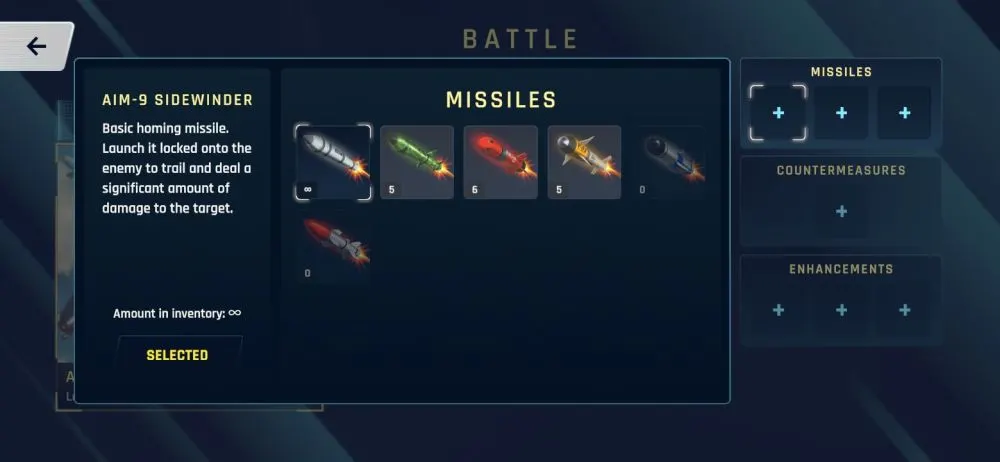 sky warriors missiles