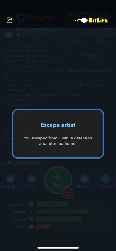 bitlife escape artist