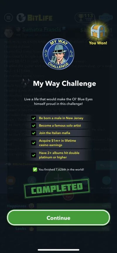 bitlife my way challenge requirements