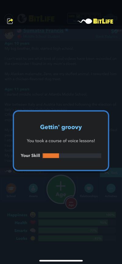 voice lessons in bitlife