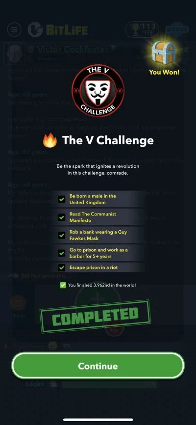 bitlife v challenge requirements