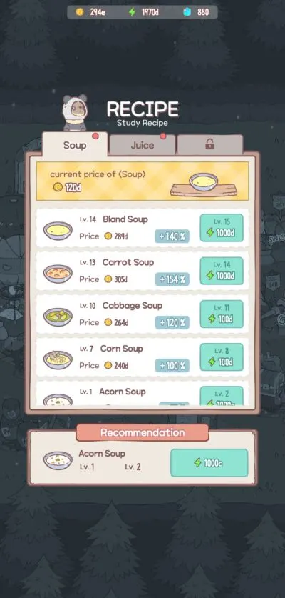 cats & soup recipe upgrades
