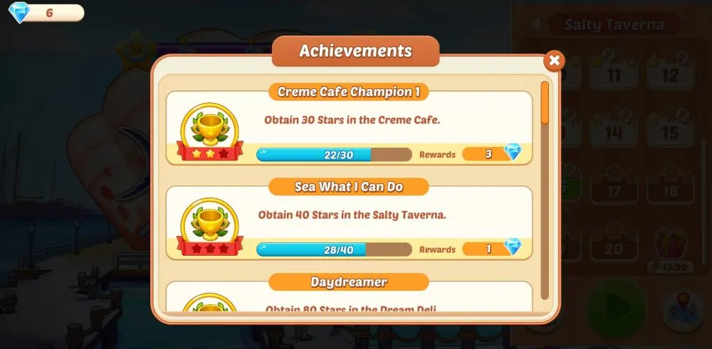 cooking crush achievements