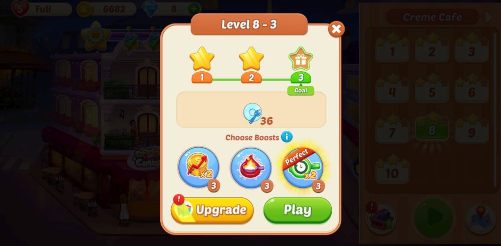 replaying levels in cooking crush