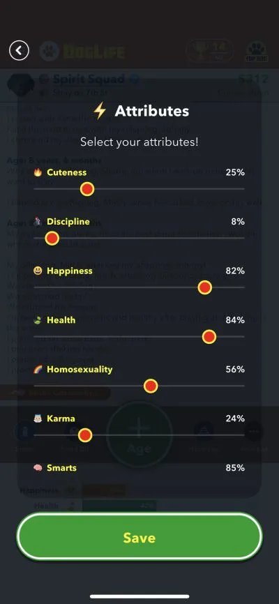 doglife character attributes