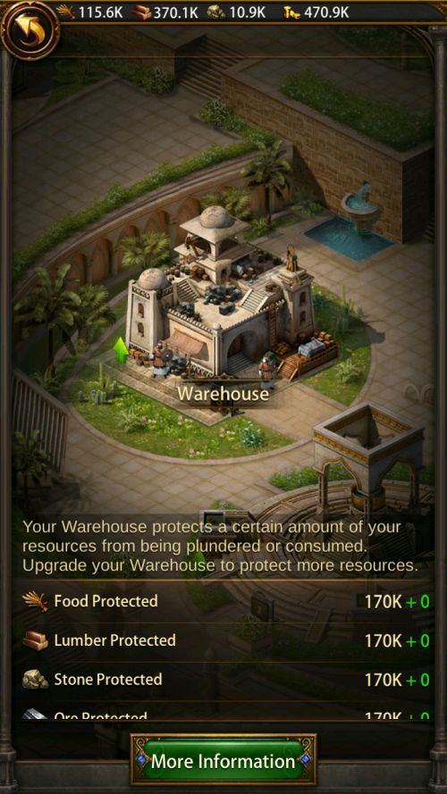evony warehouse upgrade
