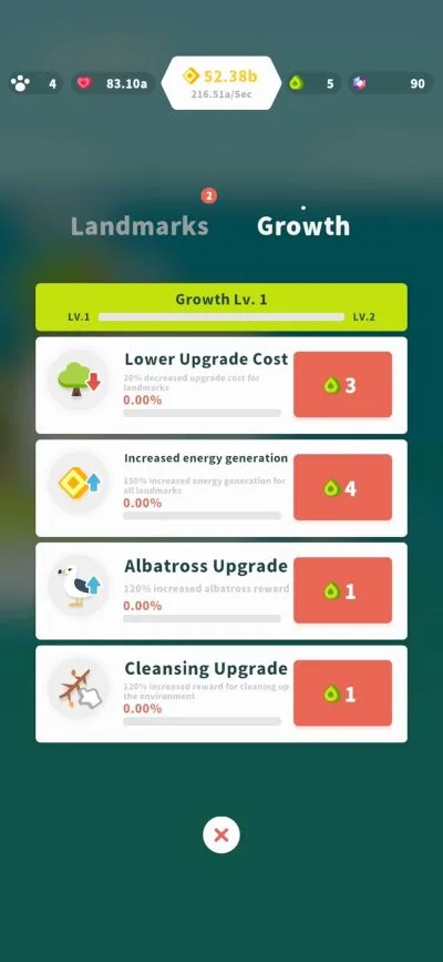 forest island growth points a