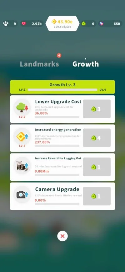 forest island growth points b