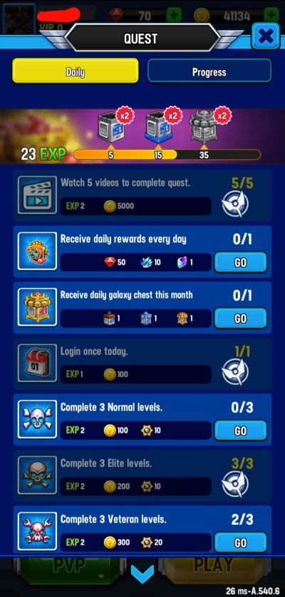 space shooter galaxy attack daily quests