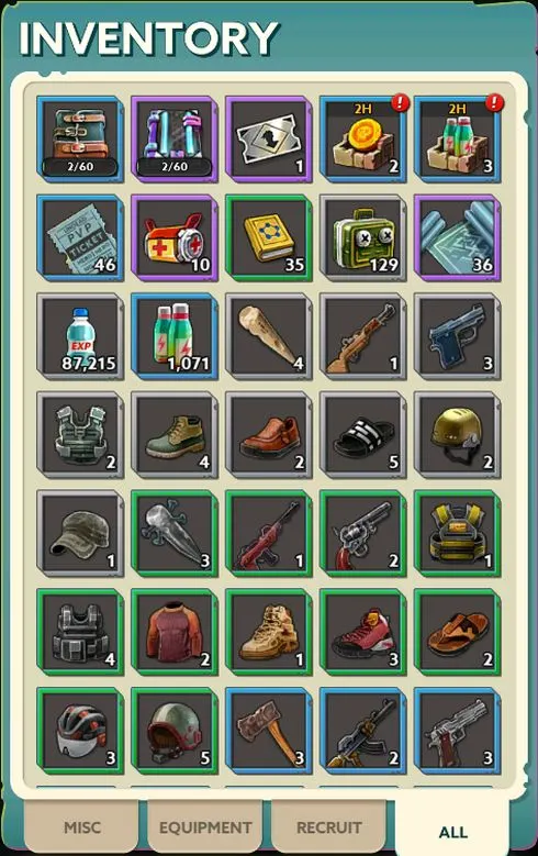 undead world hero survival inventory
