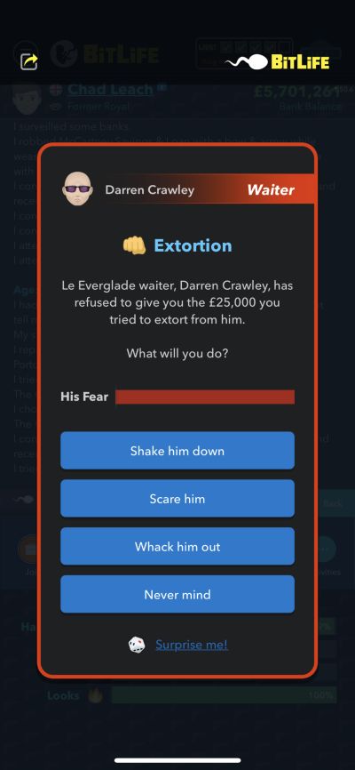 extortion in bitlife