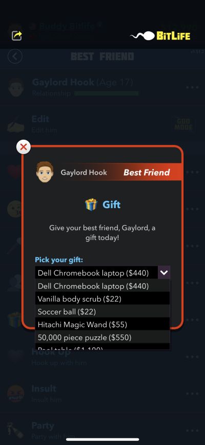 giving gifts in bitlife
