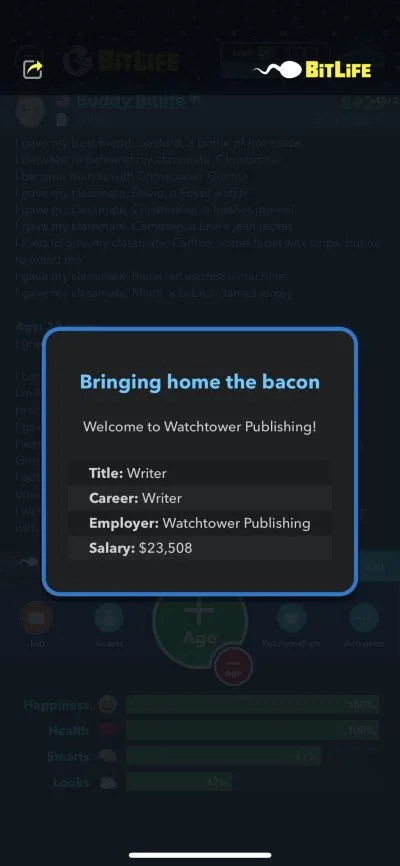 writer job in bitlife