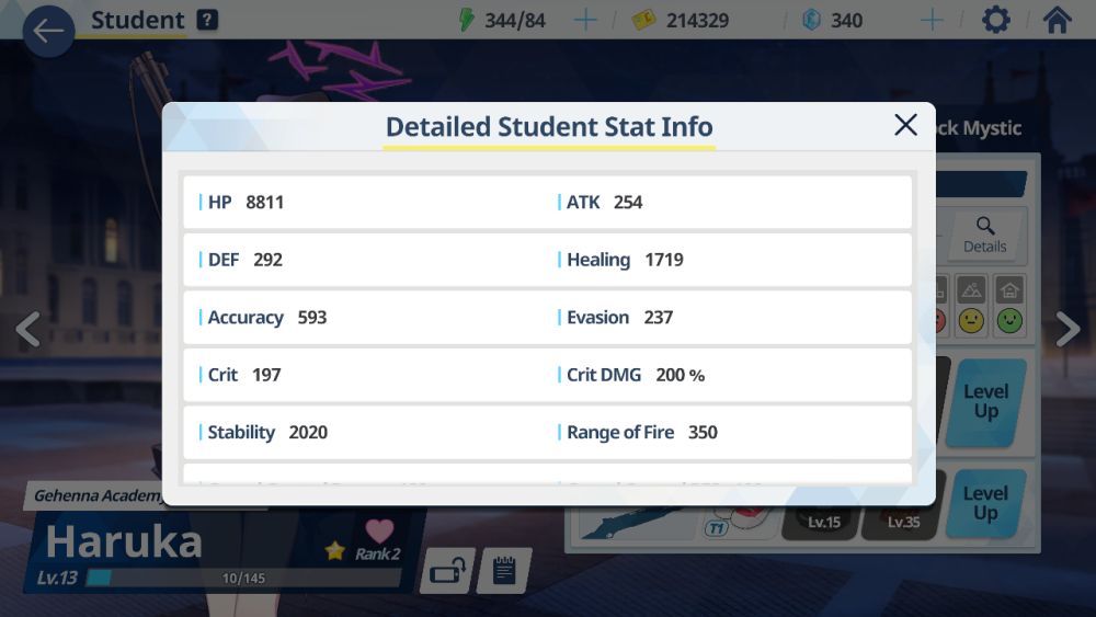 blue archive detailed student stats