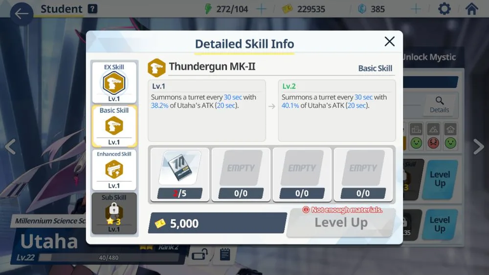 blue archive regular skill upgrade