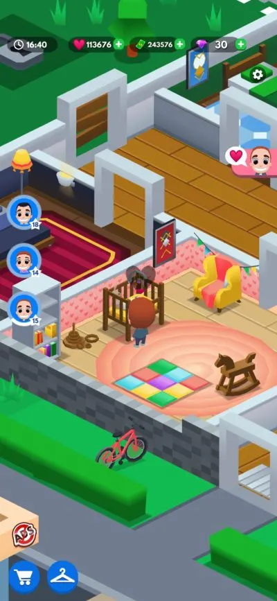 idle family sim baby