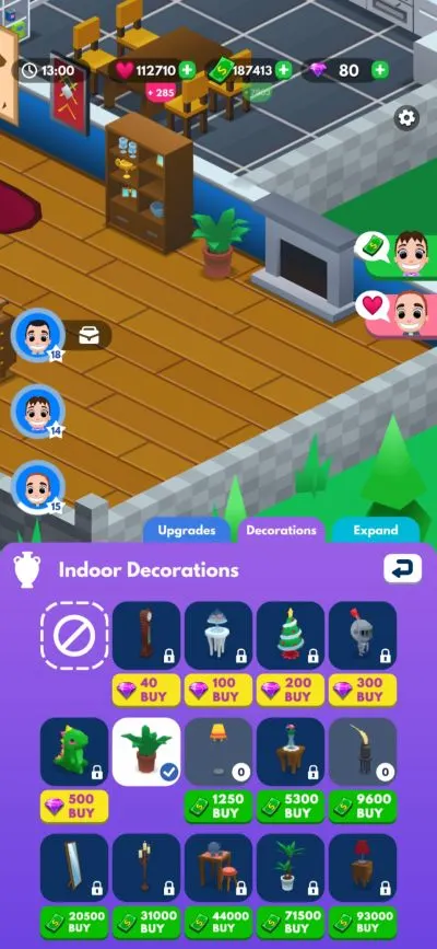 idle family sim cheap decor