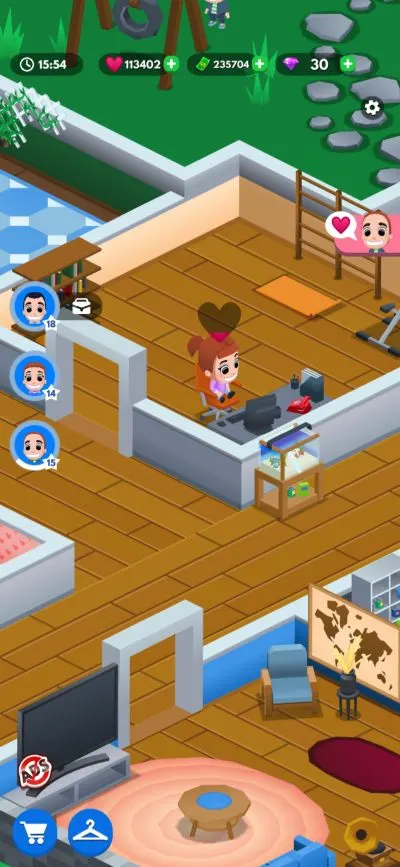 idle family sim computer