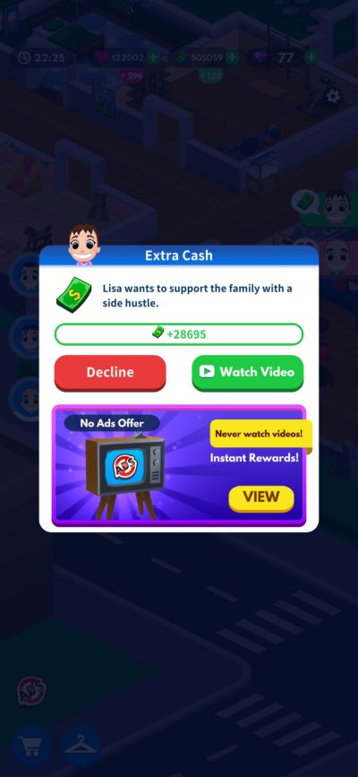 idle family sim extra cash