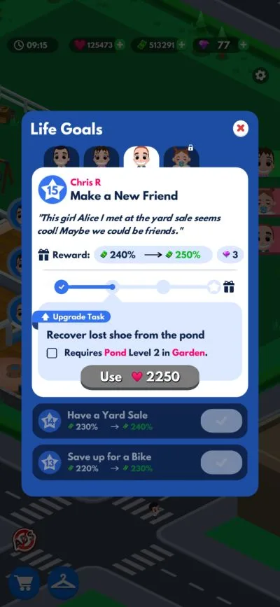 idle family sim life goal