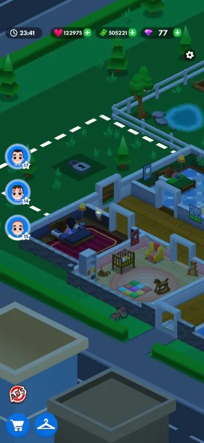 idle family sim night