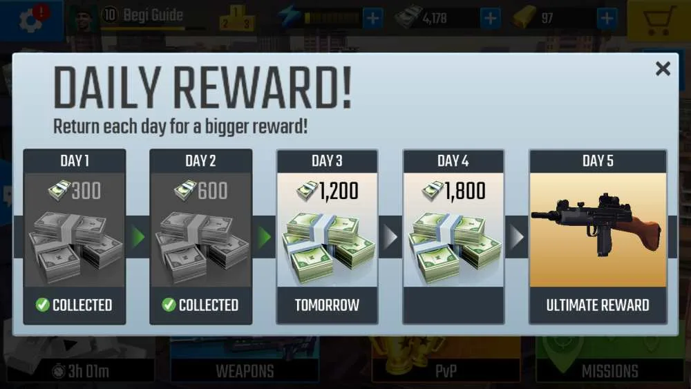 pure sniper daily reward