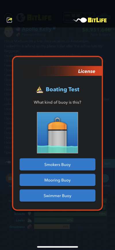 bitlife boating test