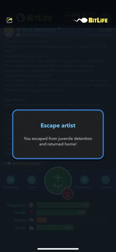 escaping from juvie in bitlife