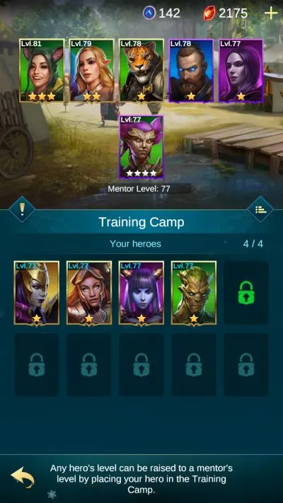 blitz rise of heroes training camp slots