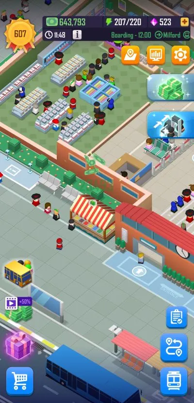 spending gems in idle railway tycoon
