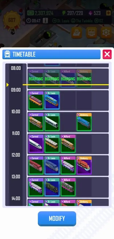 idle railway tycoon timetable