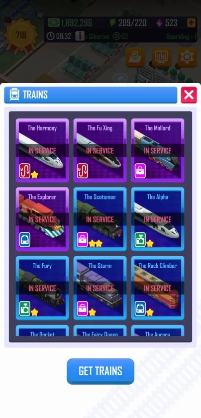 idle railway tycoon trains in service