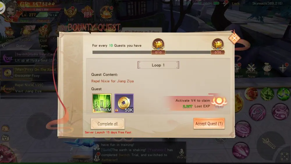 mirage perfect skyline bounty quest