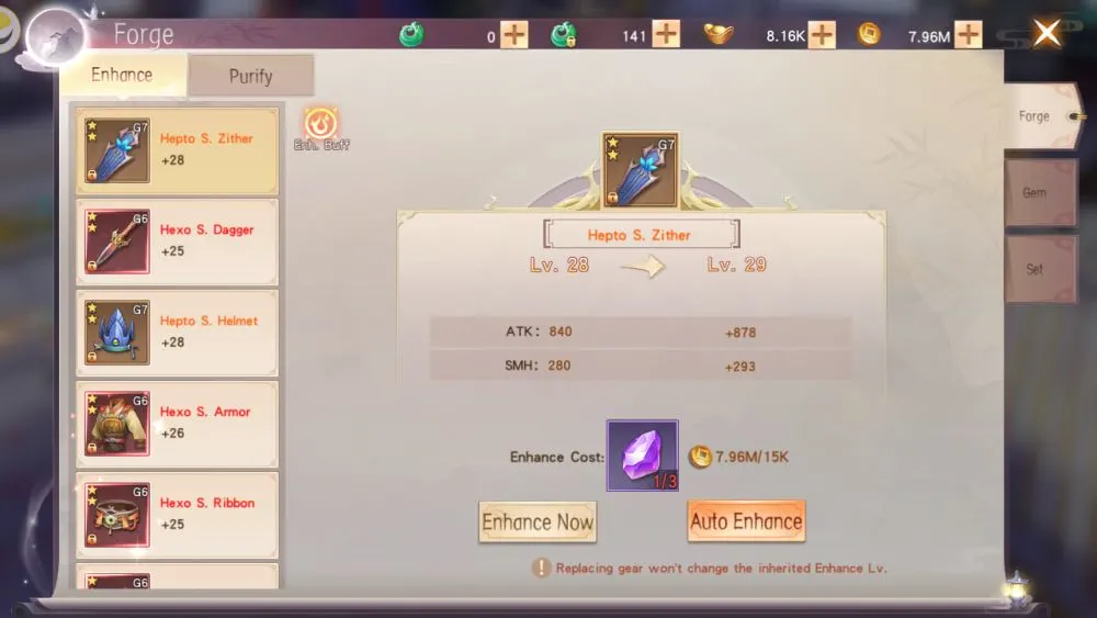 mirage perfect skyline gear enhancement