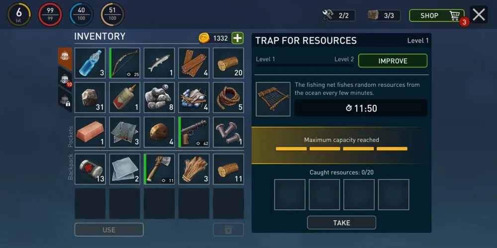 raft survival ocean nomad inventory