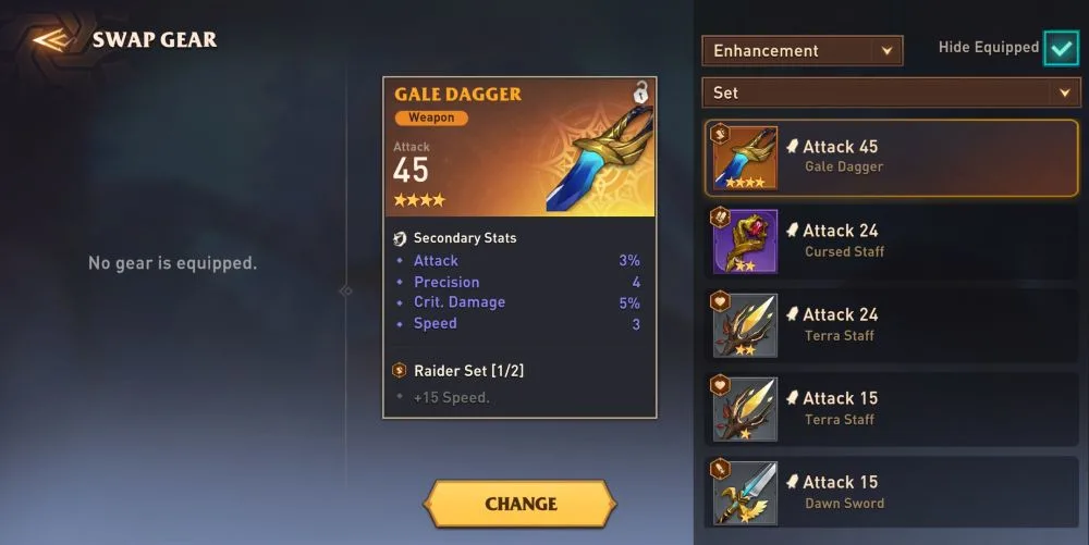 awaken chaos era swap gear