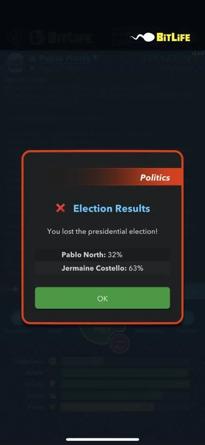 bitlife election results