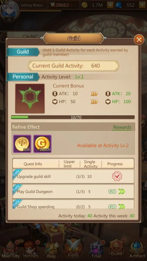 league of pantheons guild activity rewards
