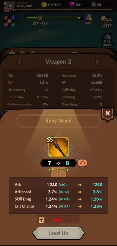 tailed demon slayer equipment level up