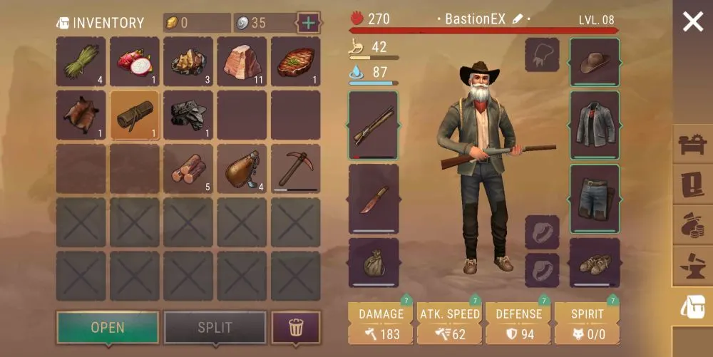 westland survival inventory