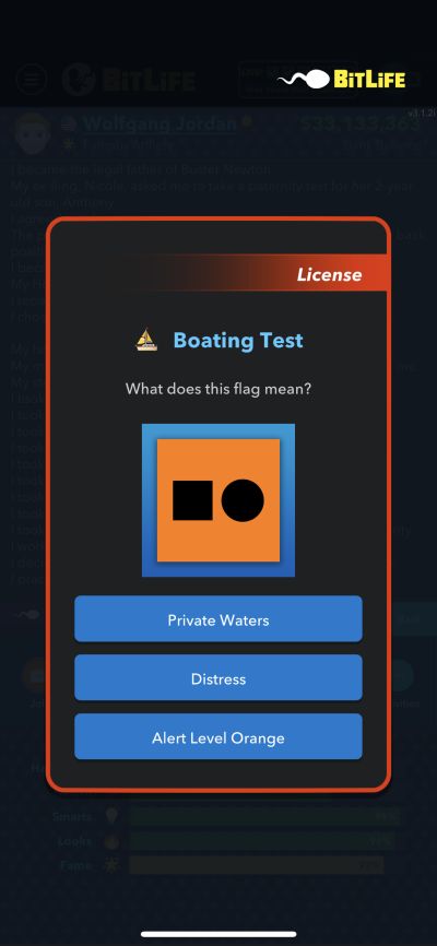 boating test in bitlife