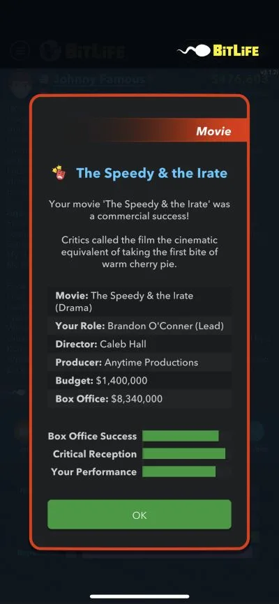 bitlife movie success