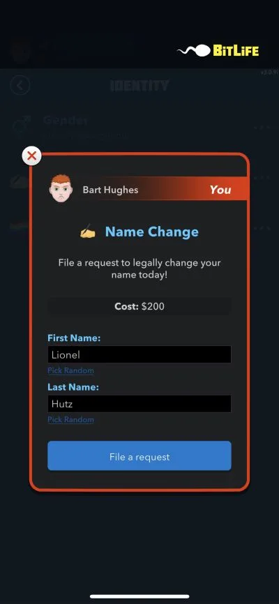 name change in bitlife