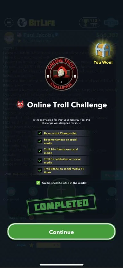 bitlife online troll challenge requirements